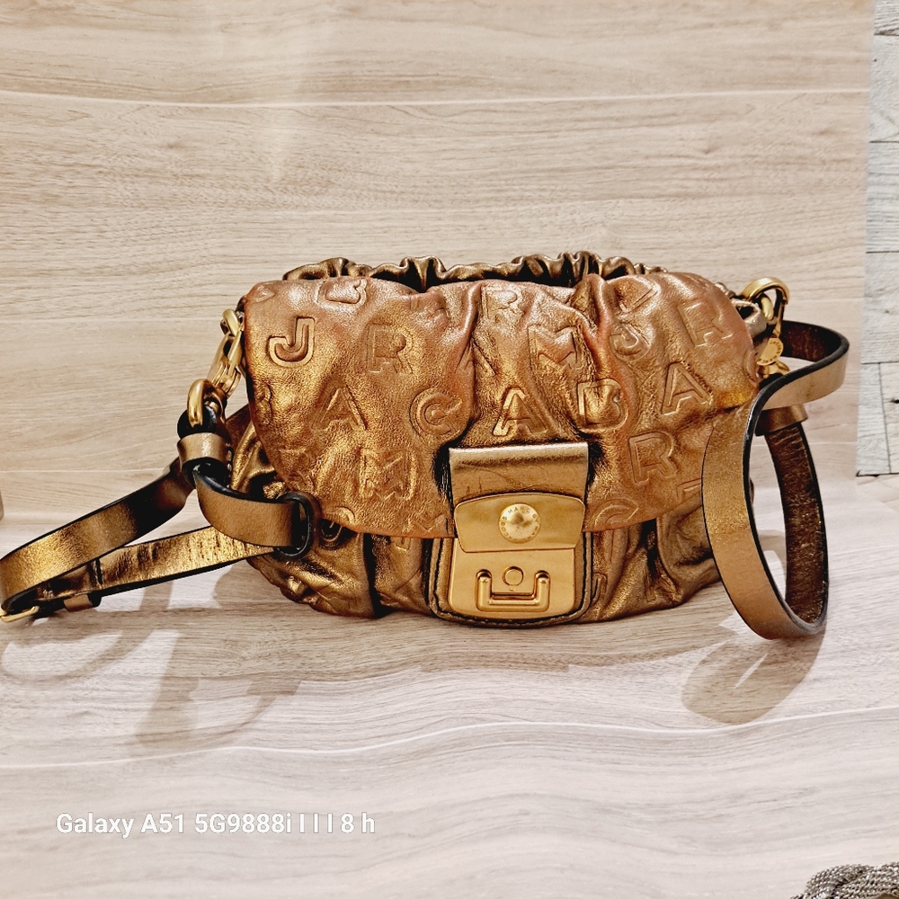 Marc by Marc Jacobs metallic gold monogram leather bag